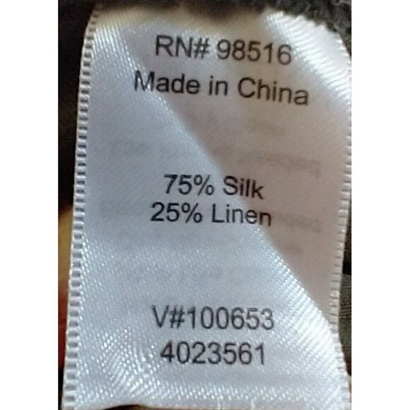 Coldwater Creek Pants Silk Linen Natural Fit Wide Leg Olive Green Pockets - 14 - Picture 8 of 8